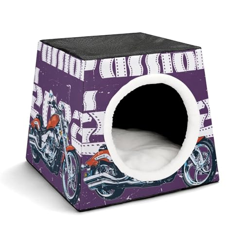 FHEDMN Haustierbett, wasserdichtes Oxford-Haustierbett für kleine Hunde und Katzen, faltbares Hundehaus, Katzenhöhle, weiches warmes Futter, Weltraumkapsel-Design, maschinenwaschbar von FHEDMN