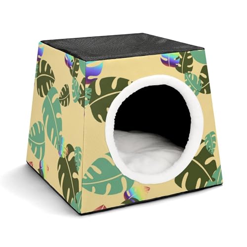 FHEDMN Haustierbett, wasserdichtes Oxford-Haustierbett für kleine Hunde und Katzen, faltbares Hundehaus, Katzenhöhle, weiches warmes Futter, Weltraumkapsel-Design, maschinenwaschbar von FHEDMN