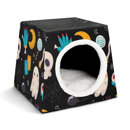 FHEDMN Haustierbett, wasserdichtes Oxford-Haustierbett für kleine Hunde und Katzen, faltbares Hundehaus, Katzenhöhle, weiches warmes Futter, Weltraumkapsel-Design, maschinenwaschbar von FHEDMN