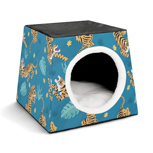 FHEDMN Haustierbett, wasserdichtes Oxford-Haustierbett für kleine Hunde und Katzen, faltbares Hundehaus, Katzenhöhle, weiches warmes Futter, Weltraumkapsel-Design, maschinenwaschbar von FHEDMN