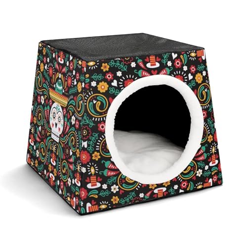 FHEDMN Haustierbett, wasserdichtes Oxford Haustierbett für kleine Hunde und Katzen, faltbares Hundehaus Katzenhöhle weiches Kätzchenbett, weiches warmes Futter, Raumkapsel-Design, maschinenwaschbar von FHEDMN