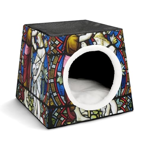 FHEDMN Haustierbett, wasserdichtes Oxfordbett für kleine Hunde und Katzen, faltbare Hundehütte für Hunde, Katzen, weiches und warmes Bett, Raumkapsel-Design, maschinenwaschbar von FHEDMN