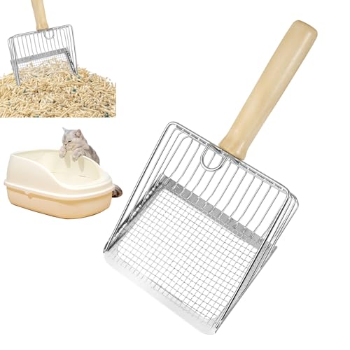 FHISKUNYU Metall-Sandschaufel für Katzen, Metallschaufel mit Holzgriff, katzenstreuschaufel 27cm x 13cm, 0.7mm Absetzungen FHISKUNYU Metall-Sandschaufel für Katzen, Metallschaufel mit Holzgriff, katzenstreuschaufel 27cm x 13cm, 0.7mm Absetzungen von FHISKUNYU