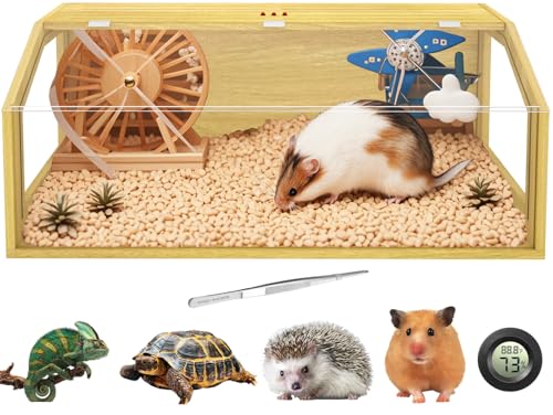 Hamsterkäfig, Hamsterkäfig Lebensraum mit transparenter Acryl-Seite, Kleintierkäfig, oben zu öffnende Fenster, 101,6 cm von FHNI