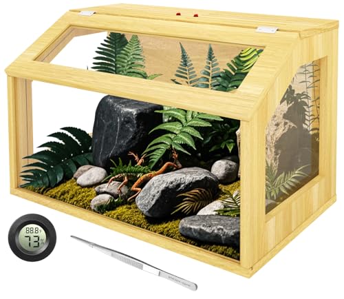Reptilien-Terrarium, Reptiliengehege mit Futterzange, großes Reptilien-Terrarium für Schlange, Bartagame, Stil D, Holz, 61 x 40,6 x 40,6 cm (L x B x H) von FHNI