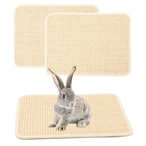 FHTONGE 2 Stück natürliche Sisal-Kratzpads mit rutschfester Unterseite für Käfig-Bettwäsche, Hasenkratzpads, Grasmatten für Krallen, Zähneknirschen, Kaninchenkauspielzeug zum Beißen, Schlafen, Nisten FHTONGE 2 Stück natürliche Sisal-Kratzpads mit rutschfester Unterseite für Käfig-Bettwäsche, Hasenkratzpads, Grasmatten für Krallen, Zähneknirschen, Kaninchenkauspielzeug zum Beißen, Schlafen, Nisten von FHTONGE