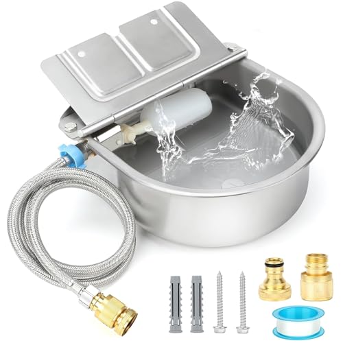 FHTONGE 304 Edelstahl Automatischer Hund Wassernapf Spender mit Schwimmerventilen Drainage, Große Auto Fill Hund Wassernapf für Outdoor Big Dog Vieh Geflügel Pferd Kuh Ziege Schwein Huhn Ente FHTONGE 304 Edelstahl Automatischer Hund Wassernapf Spender mit Schwimmerventilen Drainage, Große Auto Fill Hund Wassernapf für Outdoor Big Dog Vieh Geflügel Pferd Kuh Ziege Schwein Huhn Ente von FHTONGE