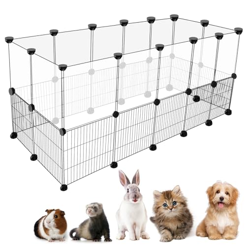 FHTONGE Extra großes Kaninchen-Laufstall für den Innenbereich, 3,5 m², C&C Meerschweinchenkäfig, Kleintier-Laufstall, erhöhter Meerschweinchen-Laufstall für Chinchilla, Hamster, Igel, Frettchen, von FHTONGE