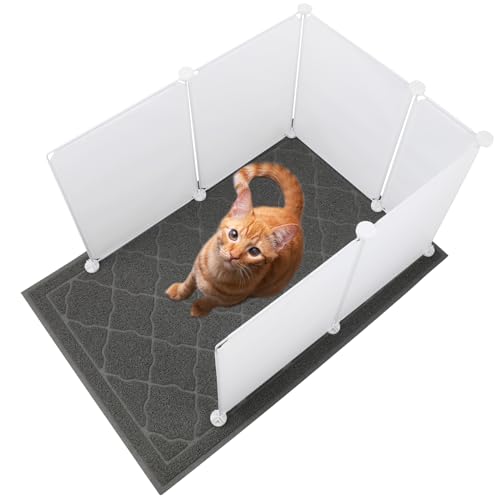 FHTONGE Katzentoilette Gehege Spritzschutz mit Katzentoilette Matte Leicht zu reinigen, Extra Große Katzentoilette Urinierschirme für offene Katzentoilette, Katzentoilette Sichtschutz für Niedrigseite von FHTONGE