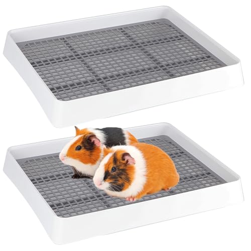FHTONGE Meerschweinchenklo für Käfig, Meerschweinchen, Katzentoilette mit Gitter, rechteckig, klein, Amimal, Katzentoilette für Ratte, Streifenhörnchen, Chinchilla, Igel, Hamster, Frettchen, Kaninchen von FHTONGE