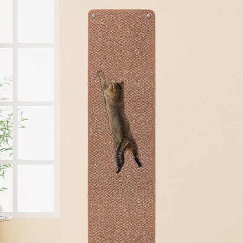 FHTONGE Verdickter Katzenkratzteppich mit 16 festen Nägeln, extra groß, hohe Kratzmatte für Wand, Wandmontage, Kletterkatzenkratzer für Möbel, Couch, Sofa, Schutz (Kaffee) von FHTONGE
