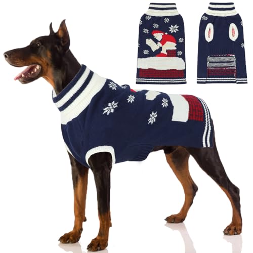 FHTONGE Weihnachtspullover für Hunde mit Loch für die Leine, Rollkragenpullover für mittelgroße und große Hunde, dickes, warmes Hunde-Sweatshirt, Haustier-Pullover für Hunde bei kaltem Wetter, Größe FHTONGE Weihnachtspullover für Hunde mit Loch für die Leine, Rollkragenpullover für mittelgroße und große Hunde, dickes, warmes Hunde-Sweatshirt, Haustier-Pullover für Hunde bei kaltem Wetter, Größe von FHTONGE