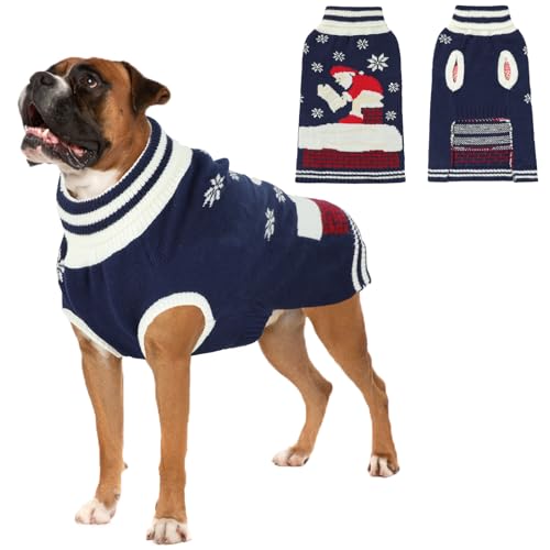 FHTONGE Weihnachtspullover für Hunde mit Loch für die Leine, Rollkragenpullover für mittelgroße und große Hunde, dickes, warmes Hunde-Sweatshirt, Haustier-Pullover für Hunde bei kaltem Wetter, Größe M FHTONGE Weihnachtspullover für Hunde mit Loch für die Leine, Rollkragenpullover für mittelgroße und große Hunde, dickes, warmes Hunde-Sweatshirt, Haustier-Pullover für Hunde bei kaltem Wetter, Größe M von FHTONGE