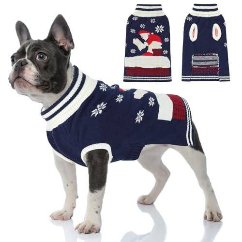FHTONGE Weihnachtspullover für Hunde mit Loch für die Leine, Rollkragenpullover für mittelgroße und große Hunde, dickes, warmes Hunde-Sweatshirt, Haustier-Revers-Pullover für Hunde bei kaltem Wetter, FHTONGE Weihnachtspullover für Hunde mit Loch für die Leine, Rollkragenpullover für mittelgroße und große Hunde, dickes, warmes Hunde-Sweatshirt, Haustier-Revers-Pullover für Hunde bei kaltem Wetter, von FHTONGE