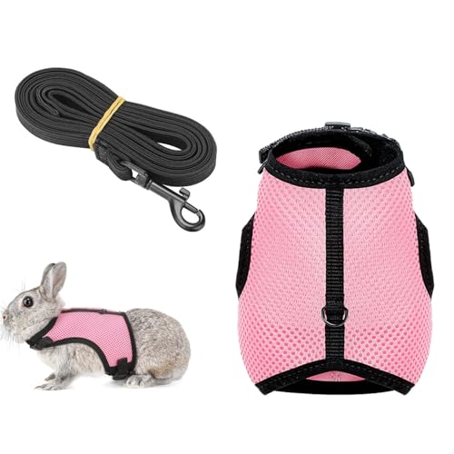 1 Stück Verstellbare Kaninchen-Netzweste, Meerschweinchen-Westen-Set, Meerschweinchen Geschirr Leine, Kaninchengeschirr Leine, für Hamster, Meerschweinchen und Ähnliche Kleintiere (S, Rosa) von FIBOUND