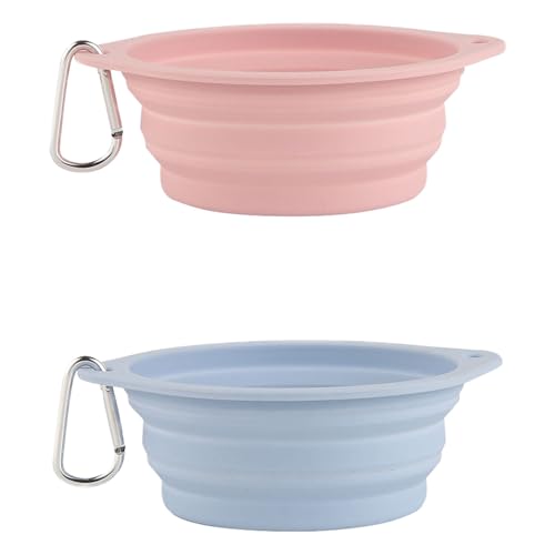 2er Set Zusammenklappbare Silikon Hundenapf Tragbar, Faltbar Und Erweiterbar Für Indoor, Outdoor Und Reisen, Pink + Himmelblau 2er Set Zusammenklappbare Silikon Hundenapf Tragbar, Faltbar Und Erweiterbar Für Indoor, Outdoor Und Reisen, Pink + Himmelblau von FIBOUND