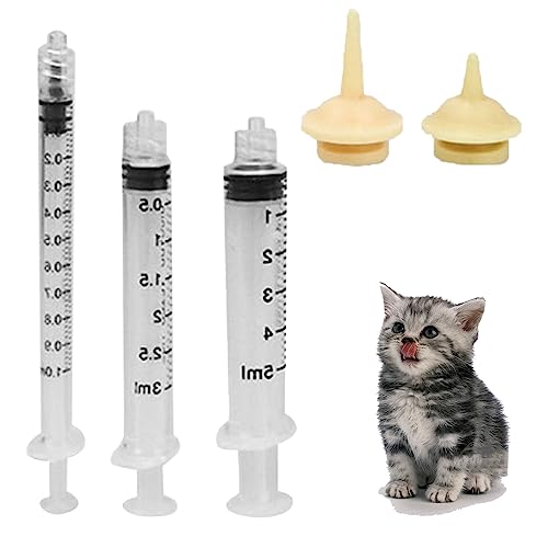 3 Stück Haustierspritze mit Nippel, Kunststoffspritze mit Messung, Spritzen für Welpen Hund Katze Oder Andere Haustiere, Spritze Fütterung Gerät, für Kleintiere Haustier Stillnippel mit Spritze von FIBOUND