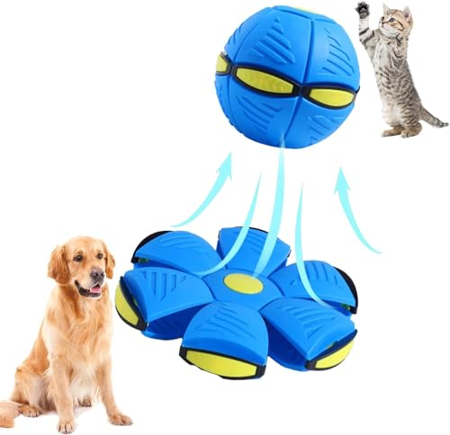 Fliegende Untertasse Ball, Flying Saucer Ball für Hunde, Verformungs UFO Ball, Interaktive Untertassen Ball, Dekompression Fliegende Untertasse Ball, für Hundetraining,Werfen,Fangen,Spielen(Blua) von FIBOUND