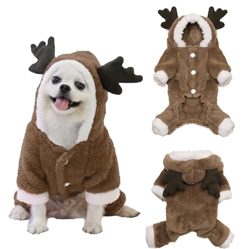 Haustier-Elch-Weihnachtskostüm, Elchkostüm für Hunde, Hund Hoodie Weihnachts, Weihnachten Hundekleidung, Niedlicher Hund Weihnachtskleidung, für Weihnachtsfeier Anzieh Kleidung(M) von FIBOUND