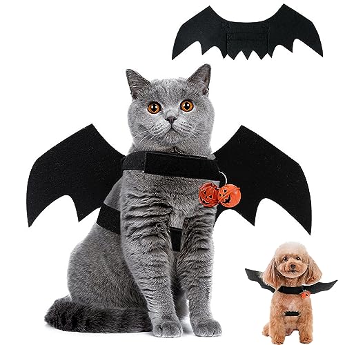 Hunde Fledermausflügel, Katzen Fledermausflügel, Haustier Halloween Cosplay Kostüm, Haustier Fledermausflügel mit Kürbisglocke, für Hunde, Katzen, Cosplay, Halloween Party-Dekoration (Größe M) Hunde Fledermausflügel, Katzen Fledermausflügel, Haustier Halloween Cosplay Kostüm, Haustier Fledermausflügel mit Kürbisglocke, für Hunde, Katzen, Cosplay, Halloween Party-Dekoration (Größe M) von FIBOUND