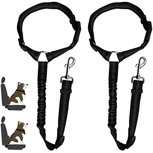 FIBOUND Universal Hunde-Sicherheitsgurt fürs Auto, 2-in-1 Hundegurt mit einstellbarer Länge und Ruckreduktion, für Auto, Alle Hunderassen, Schwarz, 72 cm - 84 cm von FIBOUND