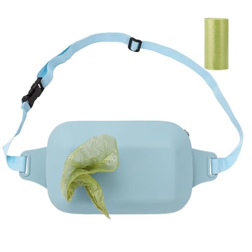 FIDHOW Silikon-Leckerlibeutel für das Hundetraining, tragbar als Gürteltasche oder Umhängetasche, mit eingebautem Kotbeutelspender,lebensmittelechtem Silikon, sicher und zuverlässig. (blau) von FIDHOW