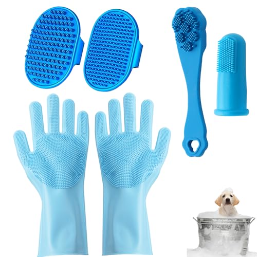 FIDWALL 6-teiliges Fellpflege-Set für Haustiere, inklusive Hunde-Waschhandschuhen, Hunde-Badebürste, Fingerhülsen für Hundezahnbürste, Katzen- und Hundebaden, Silikonmaterial, erfüllt FIDWALL 6-teiliges Fellpflege-Set für Haustiere, inklusive Hunde-Waschhandschuhen, Hunde-Badebürste, Fingerhülsen für Hundezahnbürste, Katzen- und Hundebaden, Silikonmaterial, erfüllt von FIDWALL