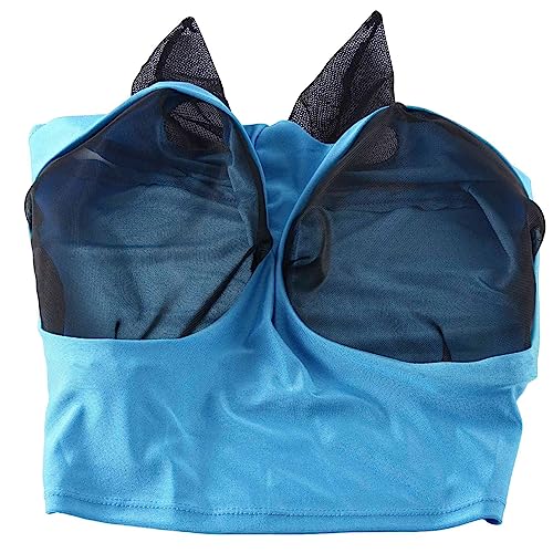 FIGGRITID Dehnbar Sitzende Fliegenmaske für Pferde mit UV-Schutz, Weich auf der Haut und Atmungsaktiv, Blau von FIGGRITID