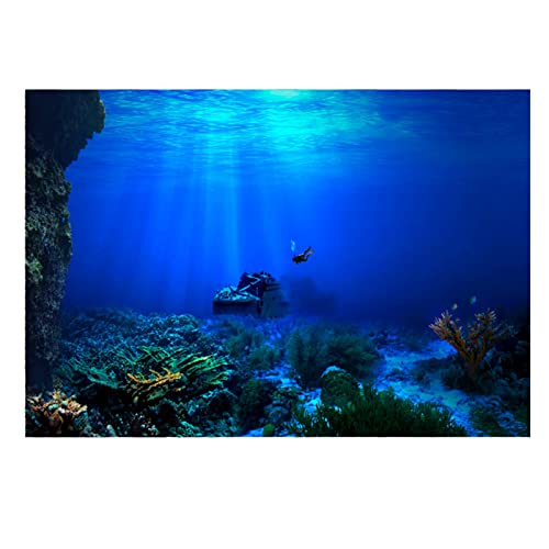 FILFEEL Aquarium-Hintergrund-Aquarium-Dekorationsbilder, Selbstklebender Unterwasserhintergrund aus PVC, selbstklebendes Seaworld-Hintergrundposter für Aquarium-Dekoration 122 * 46cm von FILFEEL