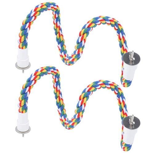 FILFEEL Buntes Vogel -Spiralständer Swing -Spielzeug, Einstellung in Form, Schrauben, Inklusive Vogelstress, Unterhaltsame 2pcs Vogelseilstangen mit Ruhigem Ständer für Bewegung (80 cm) von FILFEEL