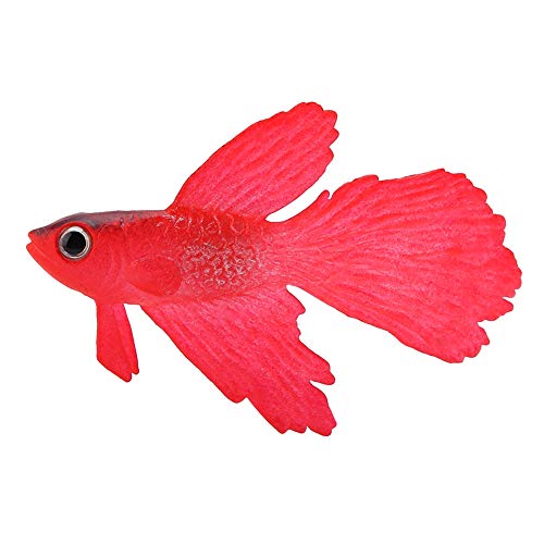 FILFEEL Künstlicher Kleiner Fisch, Lustiger Silikon-Kleiner Fisch, Aquarium-Dekoration, Lustiger Gefälschter Fisch für Aquarium, Fisch-Ornament (Nr. 1 rotes Betta) von FILFEEL