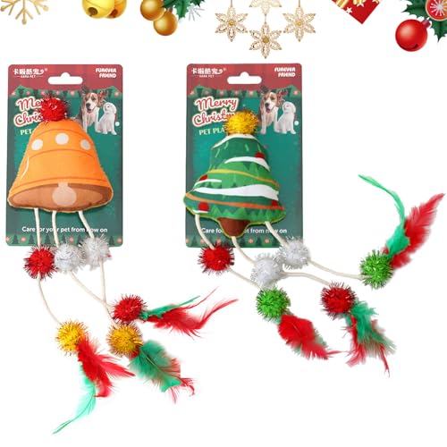 4 x Weihnachts-Katzenspielzeuge – Katzenminze aus Plüsch für Kätzchen, zum Zahnen, Kauspielzeug, Weihnachtsmann, Feiertagsparty-Zubehör, Dekoration (mehrfarbig, 2 Stück) von FILOEEX