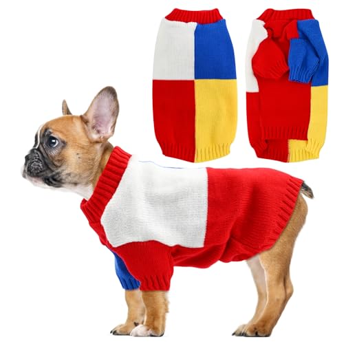 Hundepullover Kleine Hundes,Warm Hundepullover,Kleine Hund Rollkragen,Pullover Hund mit Beinen,Farbblockierung Hunde Pullover,Winter Hundepullover für Kleines Hundes (Mix A) von FILOEEX