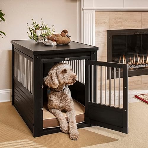 Arkansas Komfort-Hundekäfig, Modell Arkansas für den Innenbereich, hergestellt mit Ecoflex, vier Farben und drei Größen zur Auswahl (Schwarz, L (91,2 x 60,2 x 71,1 cm)) von FINCA CASAREJO