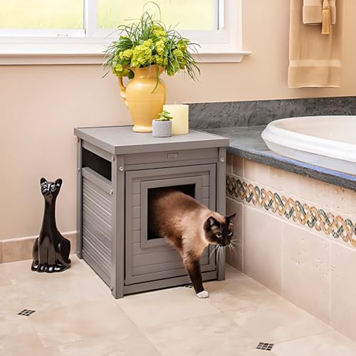Borneo Katzentoilette mit Abdeckung – Hergestellt aus ECOFLEX – Integriert die Katzentoilette in die Dekoration Ihres Hauses, 58 x 44,6 x 70,2 cm, 4 Farben (Grau) von FINCA CASAREJO