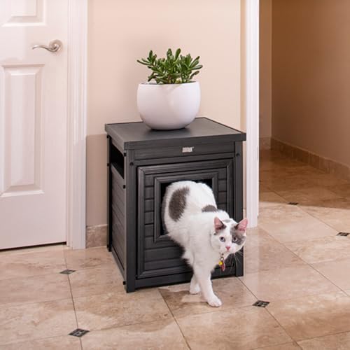 Borneo Katzentoilette mit Abdeckung – Hergestellt aus ECOFLEX – Integriert die Katzentoilette in die Dekoration Ihres Hauses, 58 x 44,6 x 70,2 cm, 4 Farben (schwarz) von FINCA CASAREJO