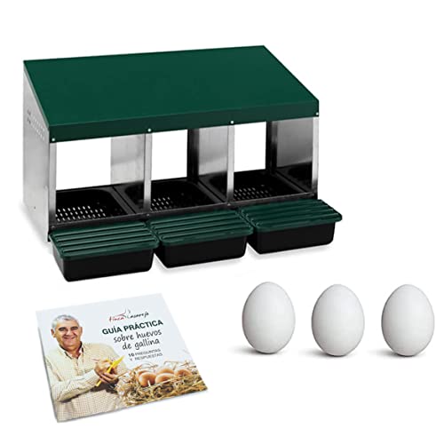 FINCA CASAREJO Öko-Hühnerstall + 3 gefälschte Eier und EIN praktischer Leitfaden für Hühnereier | Hühnernest von FINCA CASAREJO