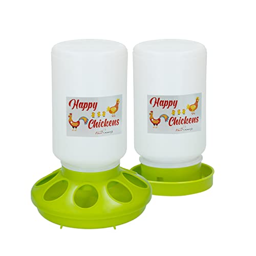 FINCA CASAREJO Tränke und Futternapf für Küken und Wachteln - Packung Futtertrog 1Kg + Tränke 1L Happy Chickens - Design Angepasst an die Größe der Küken von FINCA CASAREJO