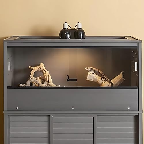 Großes Terrarium für Reptilien und andere Kleintiere Mojave, 122 x 61 x 58 cm, dekorativ für den Innenbereich (grau) von FINCA CASAREJO