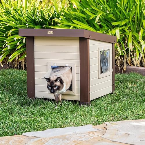 Katzenhaus Noa - Indoor/Outdoor - Hergestellt aus ECOFLEX - Katzenhaus mit Katzenklappe von FINCA CASAREJO