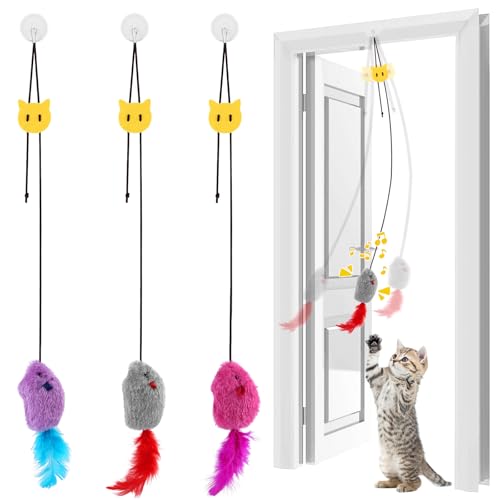 FINEASY 3 Stück Katzenspielzeug Maus, Katzenspielzeug Selbstbeschäftigung Hängende Türrahmen, Katzenspielzeug Mäuse mit Quietschgeräusch und Federschwanz für Spielen und Training der Katze FINEASY 3 Stück Katzenspielzeug Maus, Katzenspielzeug Selbstbeschäftigung Hängende Türrahmen, Katzenspielzeug Mäuse mit Quietschgeräusch und Federschwanz für Spielen und Training der Katze von FINEASY
