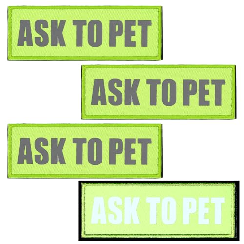 FINGERINSPIRE 4 Stück Reflektierende Hundeaufnäher Für Westen 112x42mm Service Hundehaken Und Schlaufenanhänger Polyester Rechteckig Grün/Gelb Fragen Sie Ihren Haustierhund Applikationsaufnäher FINGERINSPIRE 4 Stück Reflektierende Hundeaufnäher Für Westen 112x42mm Service Hundehaken Und Schlaufenanhänger Polyester Rechteckig Grün/Gelb Fragen Sie Ihren Haustierhund Applikationsaufnäher von FINGERINSPIRE