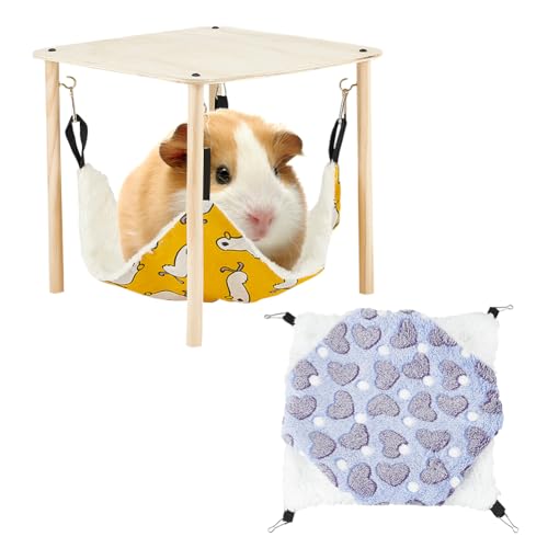 FINGERINSPIRE Hängematte Doppel Etagenbett Käfig Hölzerne Hamster Klettergerüste Mit Einzel Doppel Hängematte Haustierkäfig Weiche Plüsch Hängemattenbetten Für Hamster Ratten Frettchen Haustierbedarf von FINGERINSPIRE