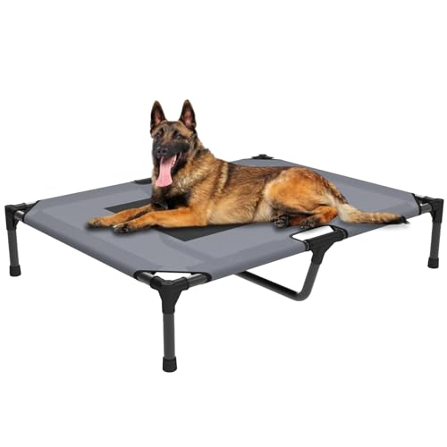 FIOCCO Erhöhtes Hundebett – Robustes Hundebett, waschbares erhöhtes Hundebett mit kaufestem Netz und Metallrahmen, tragbares Hundebett für den Außenbereich, Hundebetten für große Hunde, grau/schwarzes FIOCCO Erhöhtes Hundebett – Robustes Hundebett, waschbares erhöhtes Hundebett mit kaufestem Netz und Metallrahmen, tragbares Hundebett für den Außenbereich, Hundebetten für große Hunde, grau/schwarzes von FIOCCO