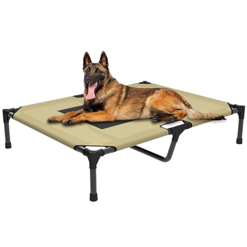 FIOCCO Erhöhtes Hundebett – Robustes Hundebett, waschbares erhöhtes Hundebett mit kaufestem Netz und Metallrahmen, tragbares Hundebett für den Außenbereich, Hundebetten für große Hunde, von FIOCCO