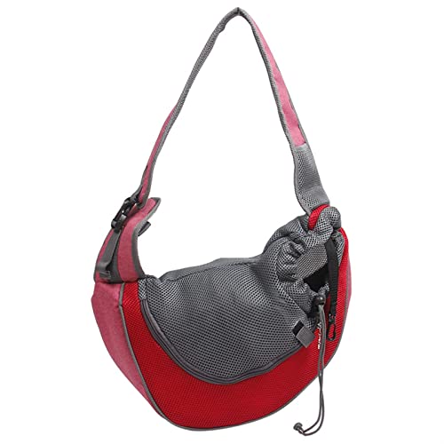 FIONEL Haustier Outdoor Dog Bag, One-Shoulder Cat Tasche, Reisefront Handtasche Mesh Oxford Tragbare Welpenbedarf Taschenträger (Color : Rood, Size : Small) von FIONEL