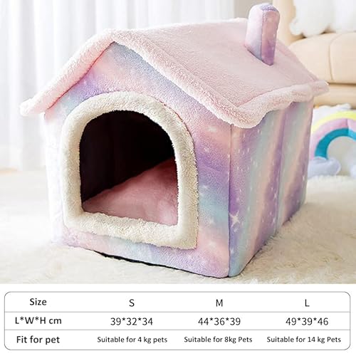 Hundekäfig große Hundehaus Kennel weiche Haustier Bett Zelt Indoor eingeschlossener Warmer Plüsch schlafender Nestkorb mit abnehmbarem Kissen Travel Hundezubehör Hundekäfig für zuhause (Color : Roze von FIONEL