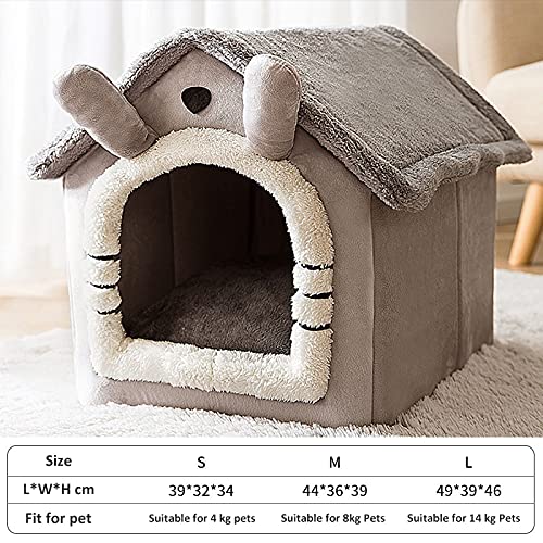 Hundekäfig große Hundehaus Kennel weiche Haustier Bett Zelt Indoor eingeschlossener Warmer Plüsch schlafender Nestkorb mit abnehmbarem Kissen Travel Hundezubehör Hundekäfig für zuhause (Color : Grijs von FIONEL