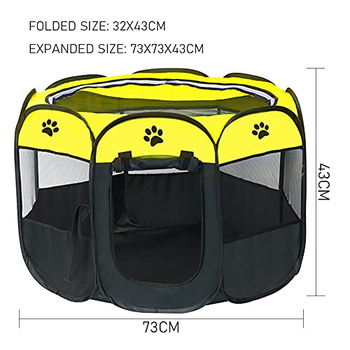 Hundekäfig große Tragbare zusammenklappbare Haustier Hund Käfig Park Zelt Raum Welpen Übungskäfig Outdoor Wasserdicht Zwei Tür Mesh Cover Easy Dog House Hundekäfig für zuhause (Color : Yellow 2) von FIONEL