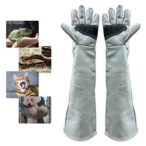 FIPASEN Bissfeste Handschuhe für den Umgang mit Tieren, 60cm Anti-Biss Arbeitshandschuhe für Schweißen, Gartenarbeit, Umgang mit Katze/Hund/Vogel/Schlange/Eidechse/Falke/Reptil (Helle Farbe) von FIPASEN